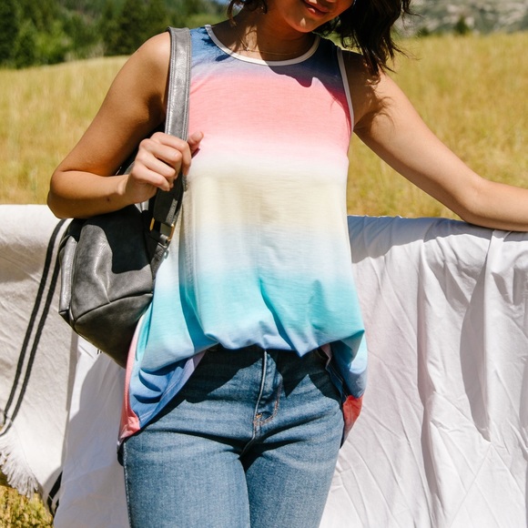 Pastel Gradient Stripes in Blue & Coral - Picture 2 of 13